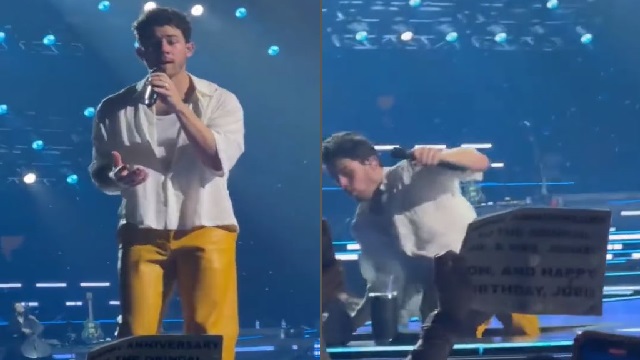 Nick Jonas falls off stage