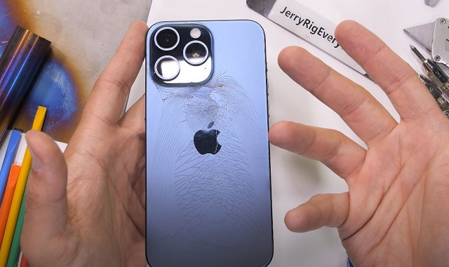 iPhone 15 Pro Max back glass cracks within seconds in new