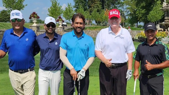 MS Dhoni with Donald Trump