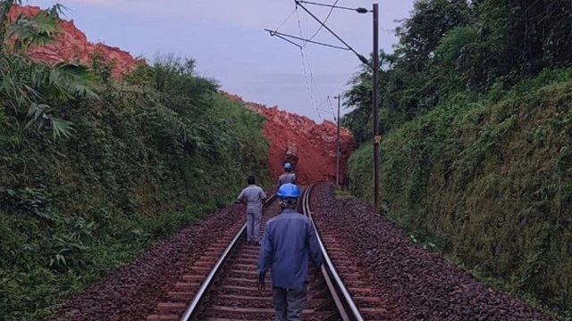 boulder falls on railway tracks in odisha