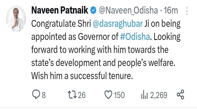 CM Naveen Patnaik congratulates Raghubar Das