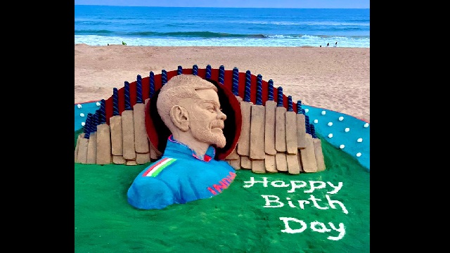 Virat Kohli sand sculpture