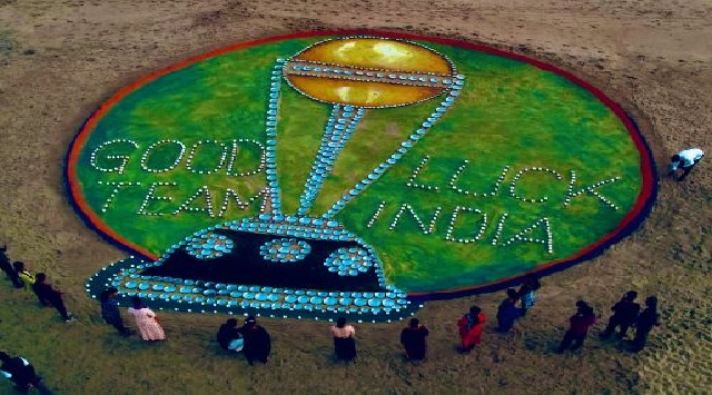 Sand art to wish Team India best of luck