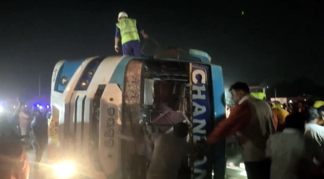 bus overturns again at gopalpur chhak