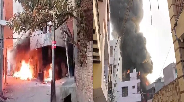 fire at paint factory in Alipur