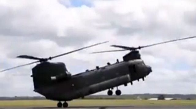 emergency trial landing of Chinook helicopters