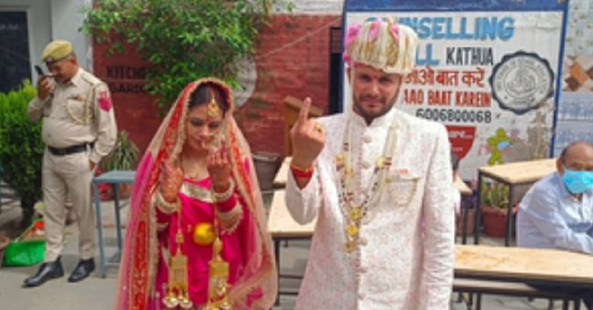 newly married couple cast vote