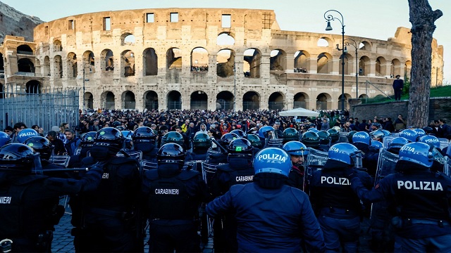 Demonstrators Enter Rome's Colosseum Amid Nationwide Rallies